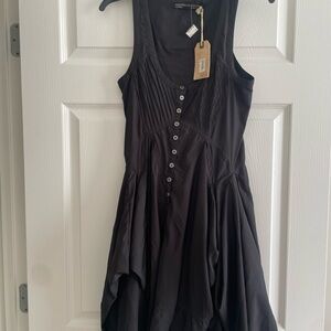 ALL SAINTS Black Sleeveless Button-Front Dress